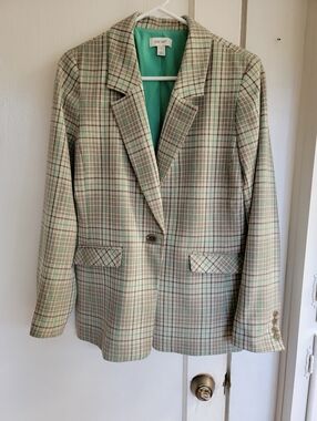 On 34th Green Plaid Blazer Jacket